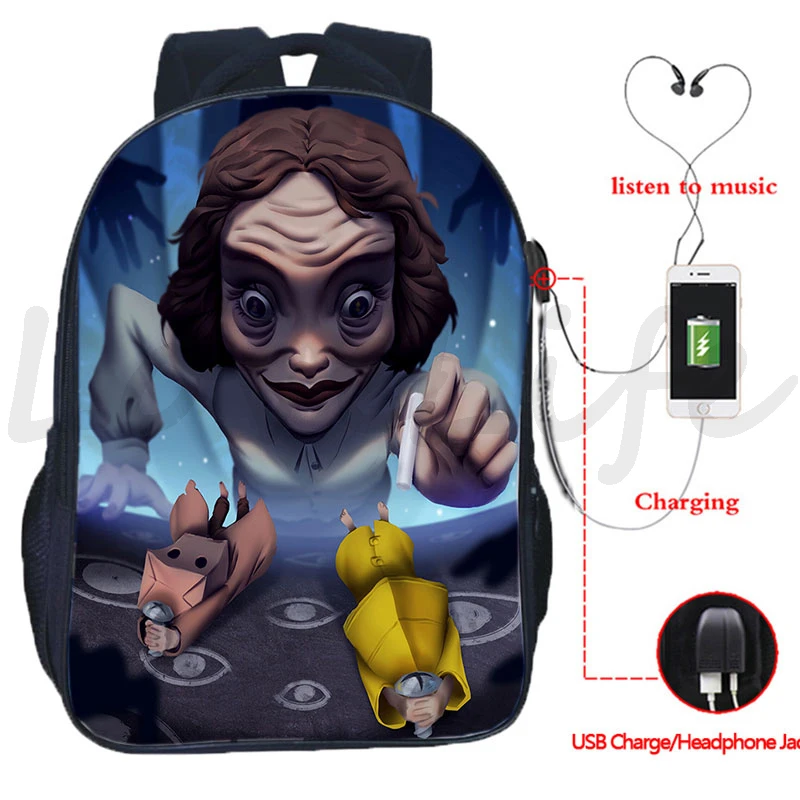 Gra Małe Koszmary 2 Mono USB Ładowanie Plecak Dziecięcy Szkoła Podwójna Warstwa Plecak Nastolatki Podróży plecak Mochila 16 Cali