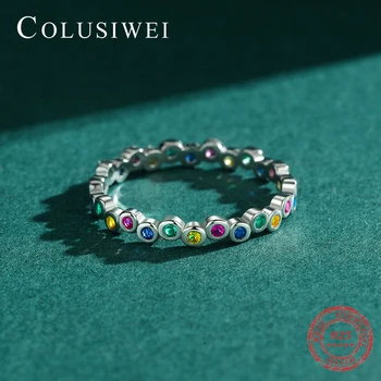 Colusiwei Moda 925 Srebro Cukierki Pierścień Kolorowe Bąbelki Rozmiar 5-9 Palec Pierścienie dla Kobiet Koreański Styl Wykwintne Biżuteria
