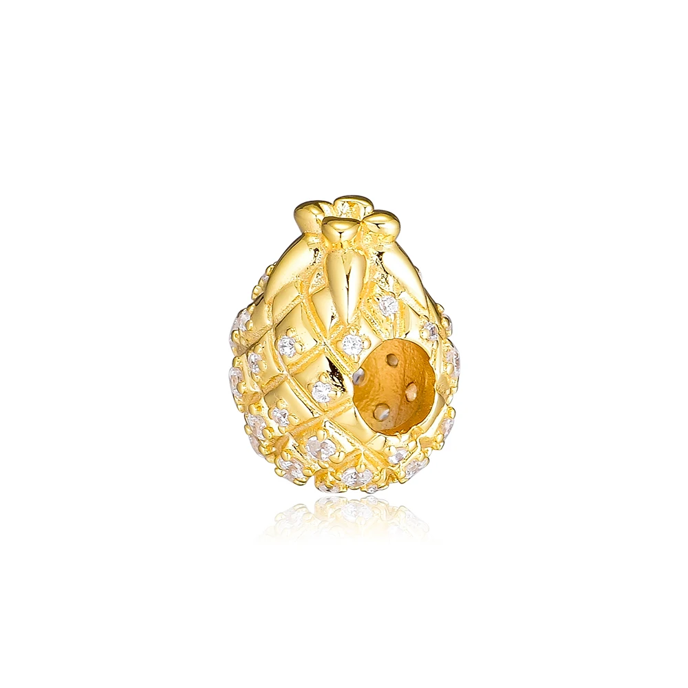 Nadaje się do Pandora Charms Bransoletki 925 Srebro-Biżuteria Złoty Ananas Koraliki Darmowa wysyłka