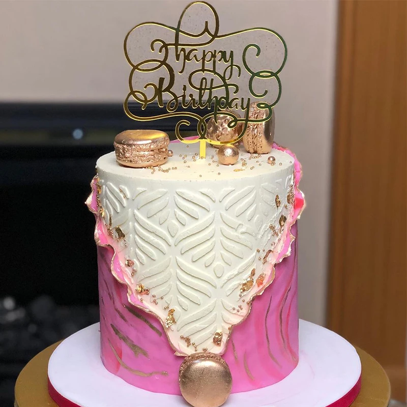 Rosegold Akrylowy Happy Birthday Cake Topper Baby Shower Urodziny Decoration Happy Birthday Cake Stand Party Favors