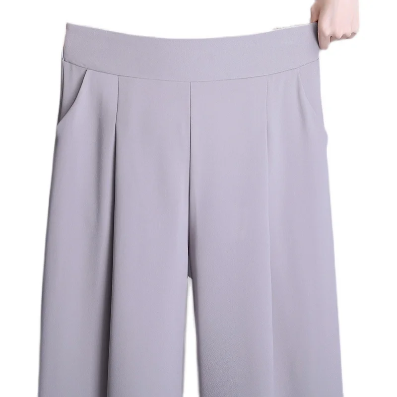 Letnie Elastyczne Talii Do Łydek Szerokie Spodnie Korea Moda Casual Spodnie Pour Femme Elegancki All Match Pantalones De Mujer