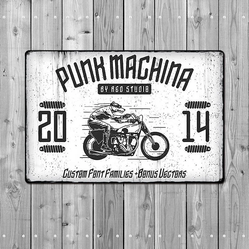 Metalowa Blaszany Szyld Punk Motocykl Wystrój Bar Pub Dom Vintage Retro Plakat Duży :12 X 8 Cm
