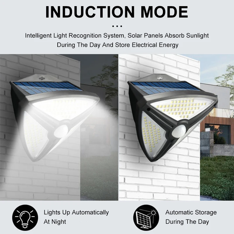 138 LED Super Bright Outdoor Solar Lamp PIR Motion Sensor 3 Tryby Wodoodporny kinkiet Solar Powered Garden Decoration Lights