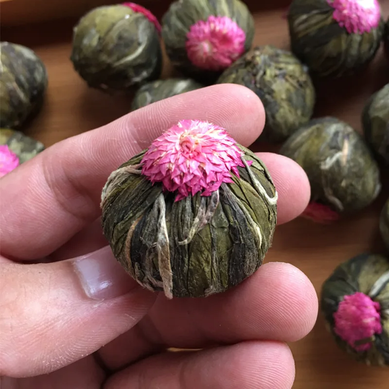 7A Handmade Flower Print Chinese Flowering-Balls Herbal Craft Green Millennium Red Jasmine
