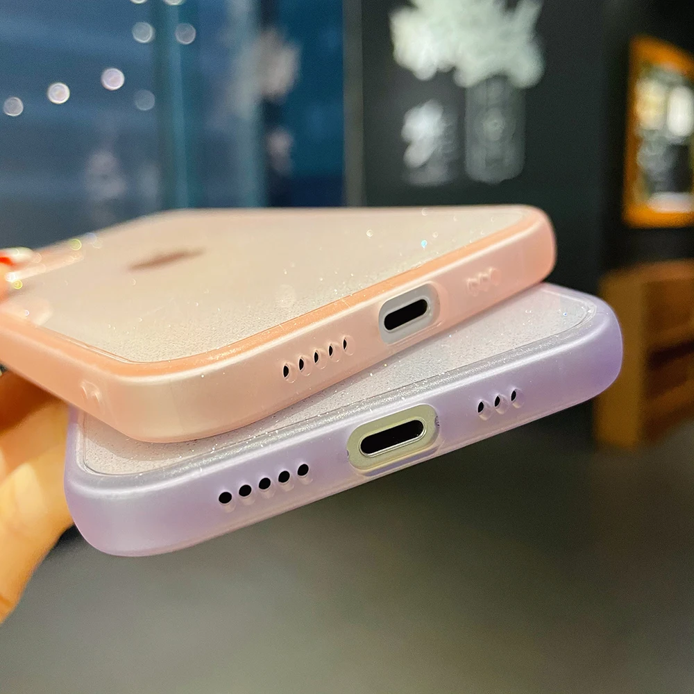 Dla iPhone 11 Case Glitter Clear Phone Case For iPhone 12 11 Pro Max XR X XS Max 7 8 Plus SE 2020 Soft TPU Противоударная tylna pokrywa
