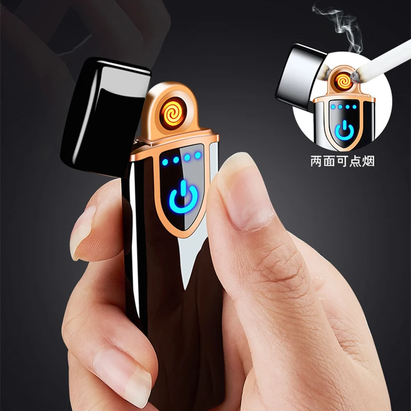 Podwójna CO Elektryczna Zapalniczka USB Akumulator Plazmowe Zapalniczka Dla Palących Wodoodporna, Беспламенная Zapalniczka