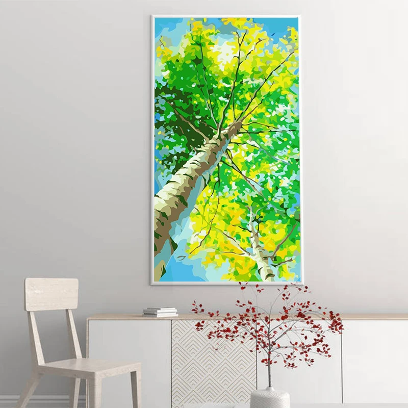 GATYZTORY Large Frame Size Poplar Trees DIY Painting By Numbers Kits Modern Wall Art Picture ręcznie malowane Painting For Home Arts