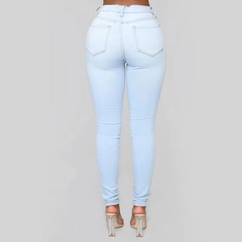 Damskie jeansy Jeansowe z wysokim stanem Elastyczne Джеггинсы Wąskie Dżinsy Klasyczne spodnie Dżinsowe Spodnie Dla kobiet Niebieskie Dżinsy Plus Rozmiar S-3X