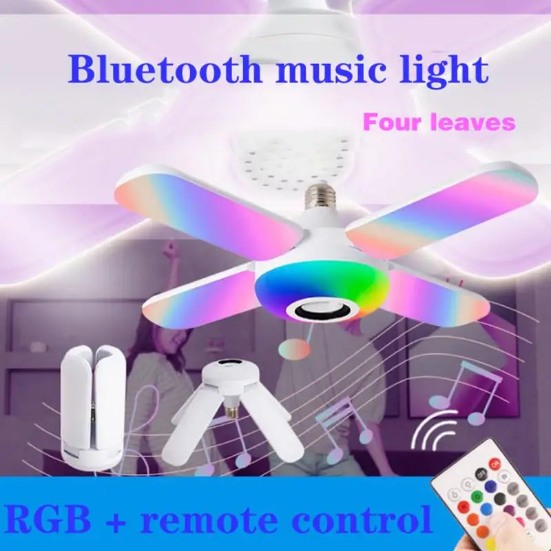 50W LED Music Lampa sufitowa Składany RGB Głośnik Bluetooth Lampa Główna Sypialnia 85-265V Remote Dimmable Smart Colorful Party Light