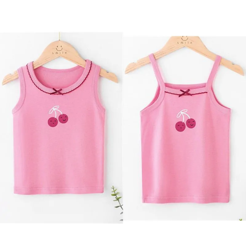 Girl Vests T-shirts for Children Vest Top Floral Bow Girl tee shirt Cotton Teen Baby Girl Undershirt Singlet 2-12Y