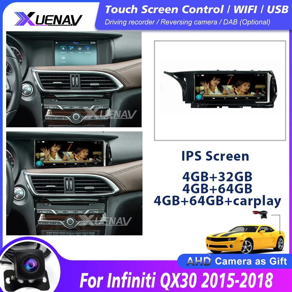 Samochodowy Радиоплеер Dla Infiniti QX30 2016 2017 2018 Nawigacja GPS Multimedialny odtwarzacz DVD, Radio Audio Stereo