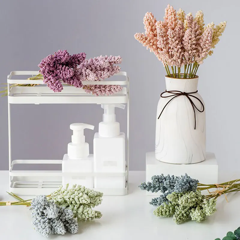 6 szt./lot sztuczne kwiaty mini-pianka ziarno pszenicy domowe dekoracja ślub fałszywe kwiatowy zestaw kosmetyków układ otwarty balkon wystrój