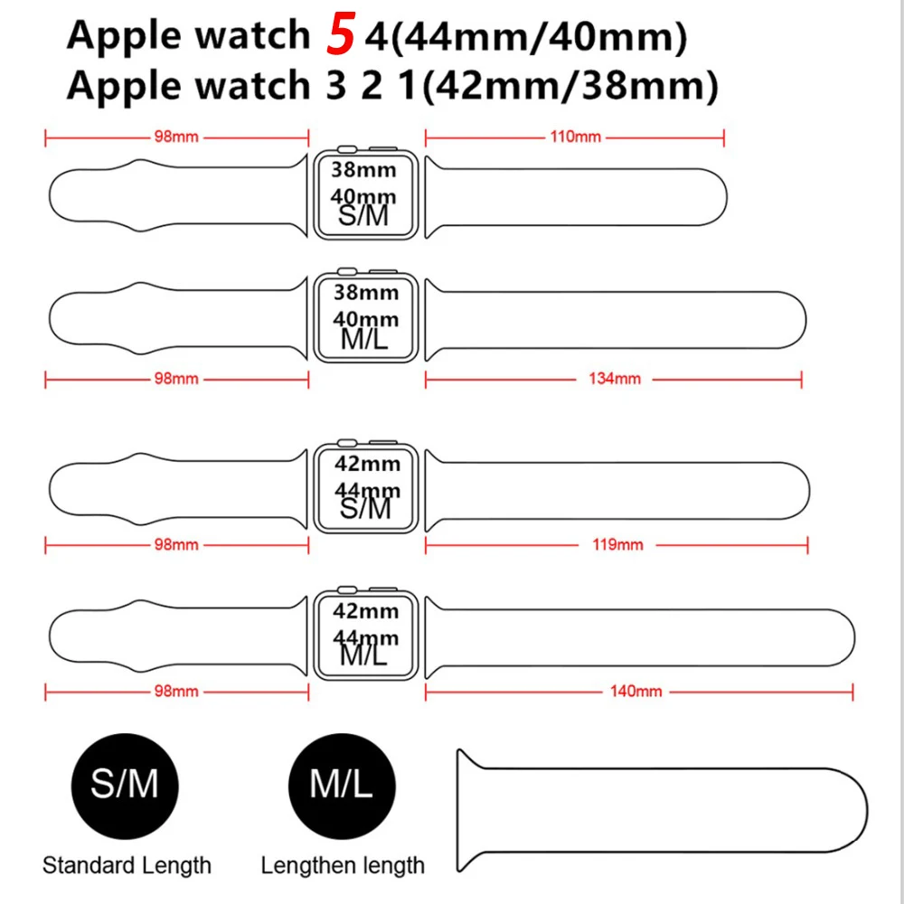 Pasek silikonowy Dla Apple Watch Band 44 mm 40 mm 38 mm 42 mm 44 mm Smartwatch Sportowy Gumowy Pasek Bransoletka mc Serie 6 SE 5 3 4