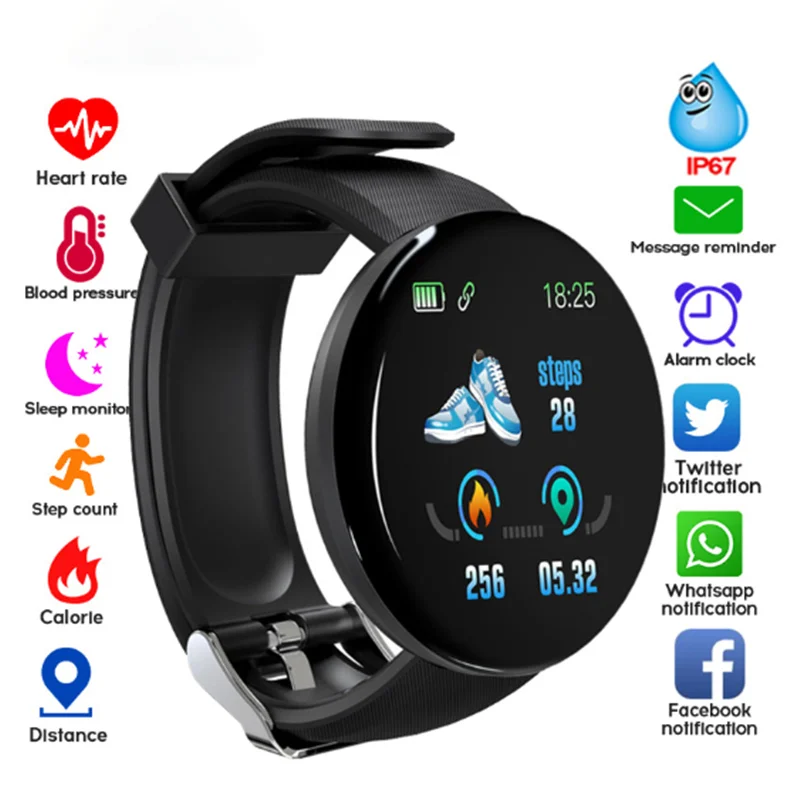 Inteligentne Zegarki Mężczyźni Kobiety Ciśnienie Krwi, Rytm Serca Wodoodporny Bluetooth Fitness Zegarek Sportowy Bransoletka Smartwatch z systemem Android wear OS