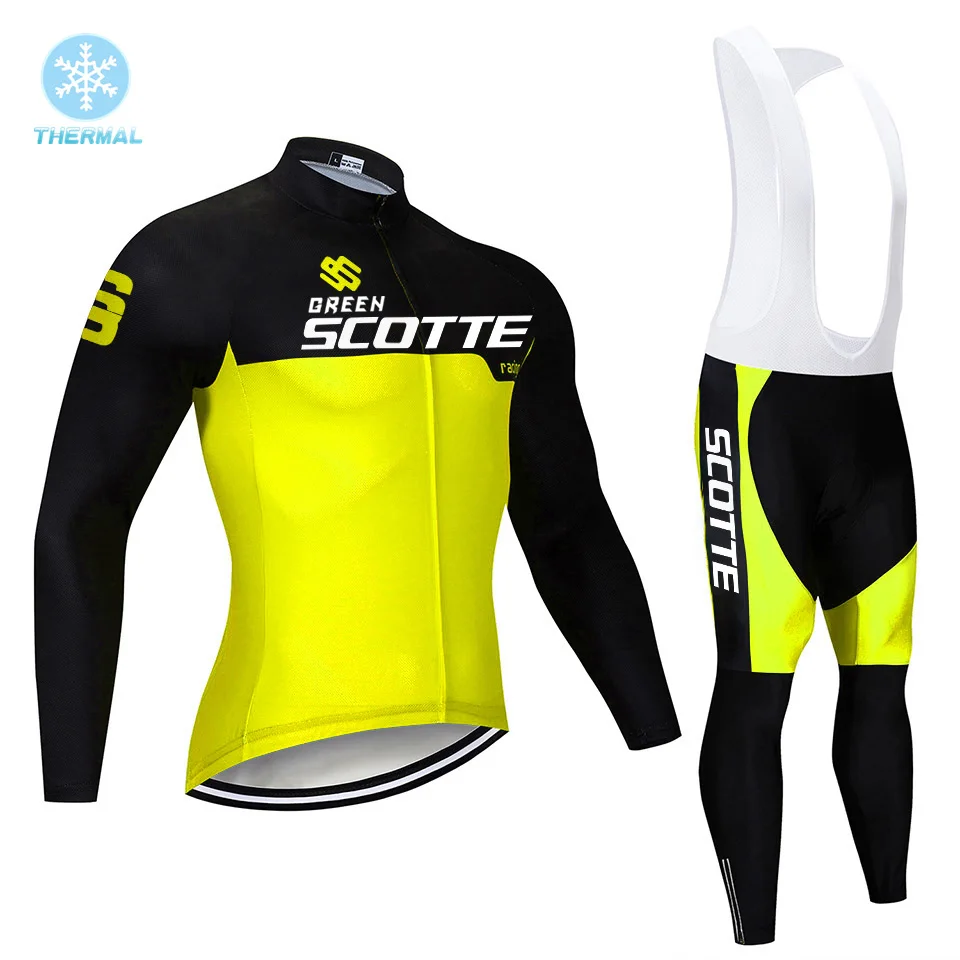 2019 Hot Winter Sale Thermal Fleece Green Scotte MTB Bike Clothes Cycling Clothing Bicycle Sportwear Maillot Ropa Ciclismo
