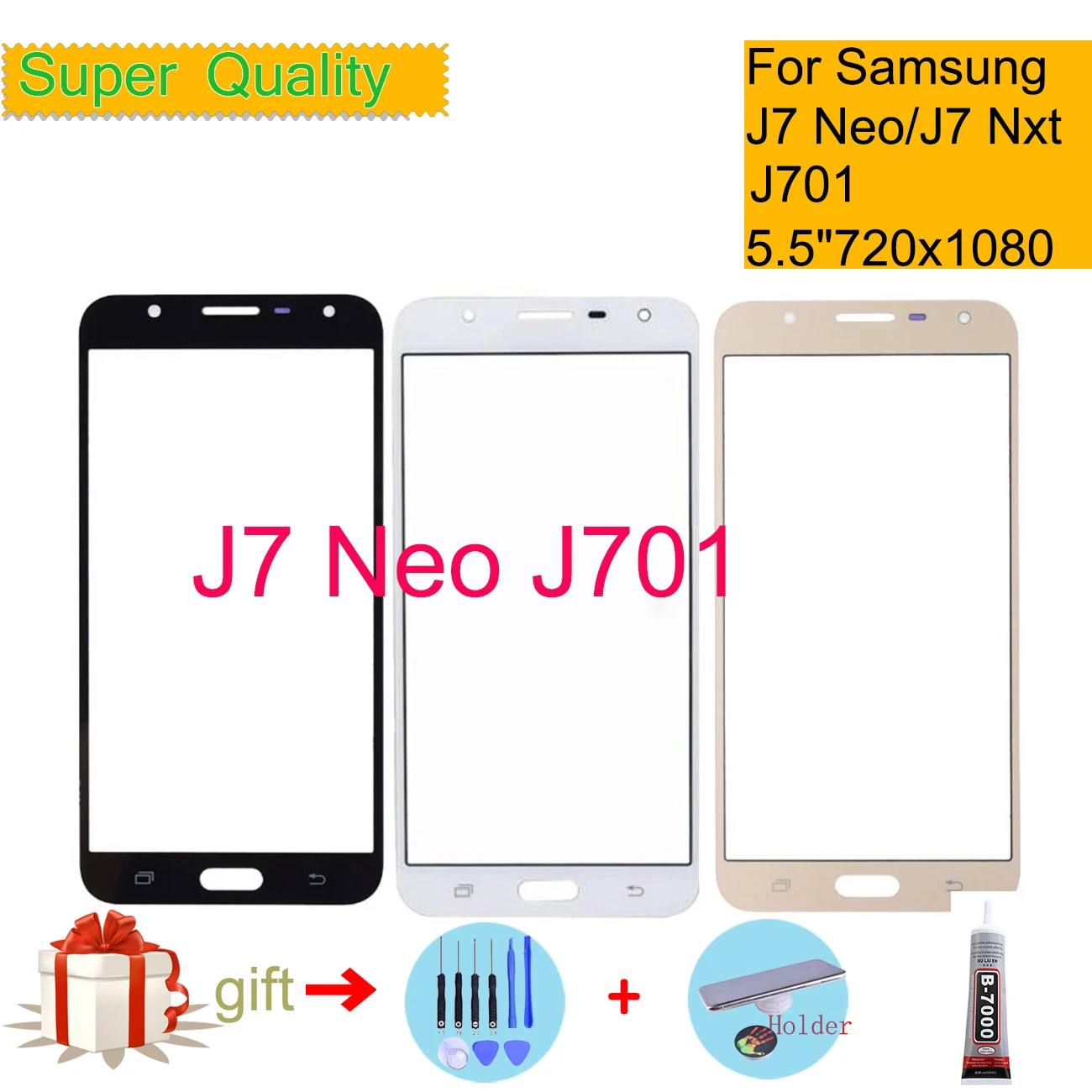 Samsung Galaxy J7 neo J701 J701F Ekran Dotykowy Przedni Gwint Szklany Panel J7 Nxt SM-J701F LCD-WYŚWIETLACZ Zewnętrzny Obiektyw Wymiana