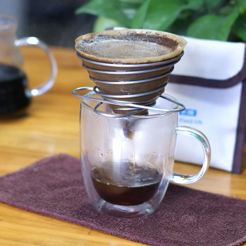 Uniwersalny Uchwyt Kawy z filtra wielokrotnego użytku Składane Ze Stali Nierdzewnej Wlać Stożek Kroplomierzem Strona kubek dla biur podróży