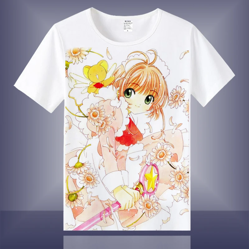 Unisex Japonia Anime Cosplay Karty Captor SAKURA Bawełna Casual t-Shirt Koszulka t-Shirt Top