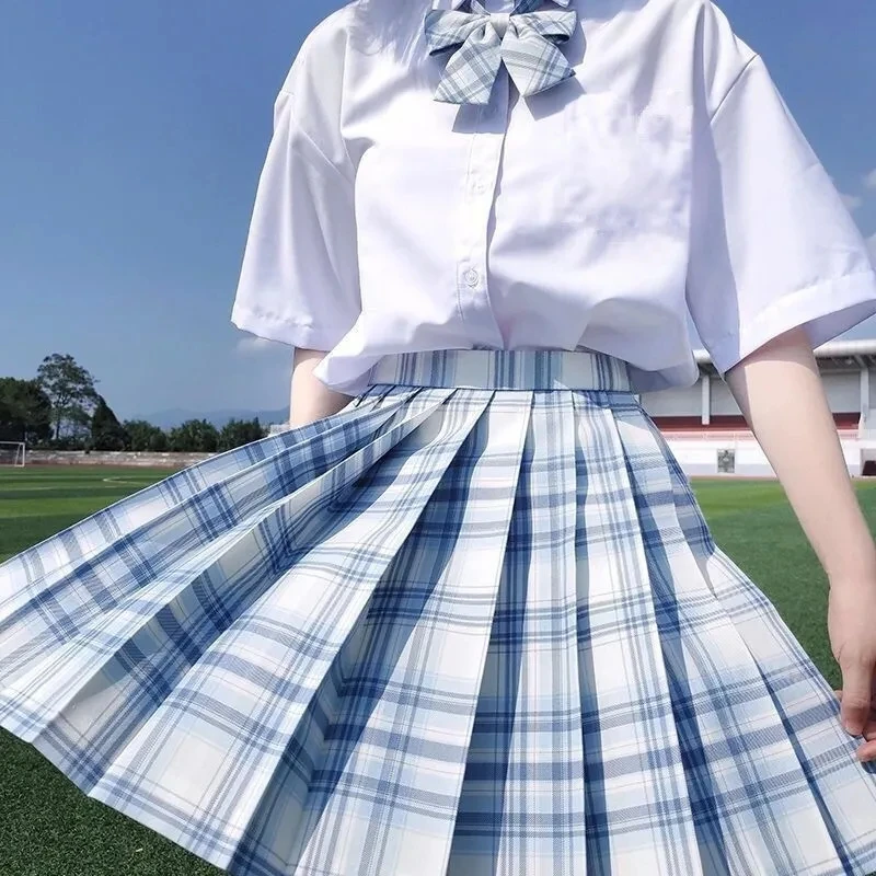 Mini spódniczki Kawaii Spódnice Dla dziewczyn Wysoka talia Kratkę plisowana Spódnica Damska Letnia odzież Kobieta Harajuku Koreański Styl Moda Słodkie