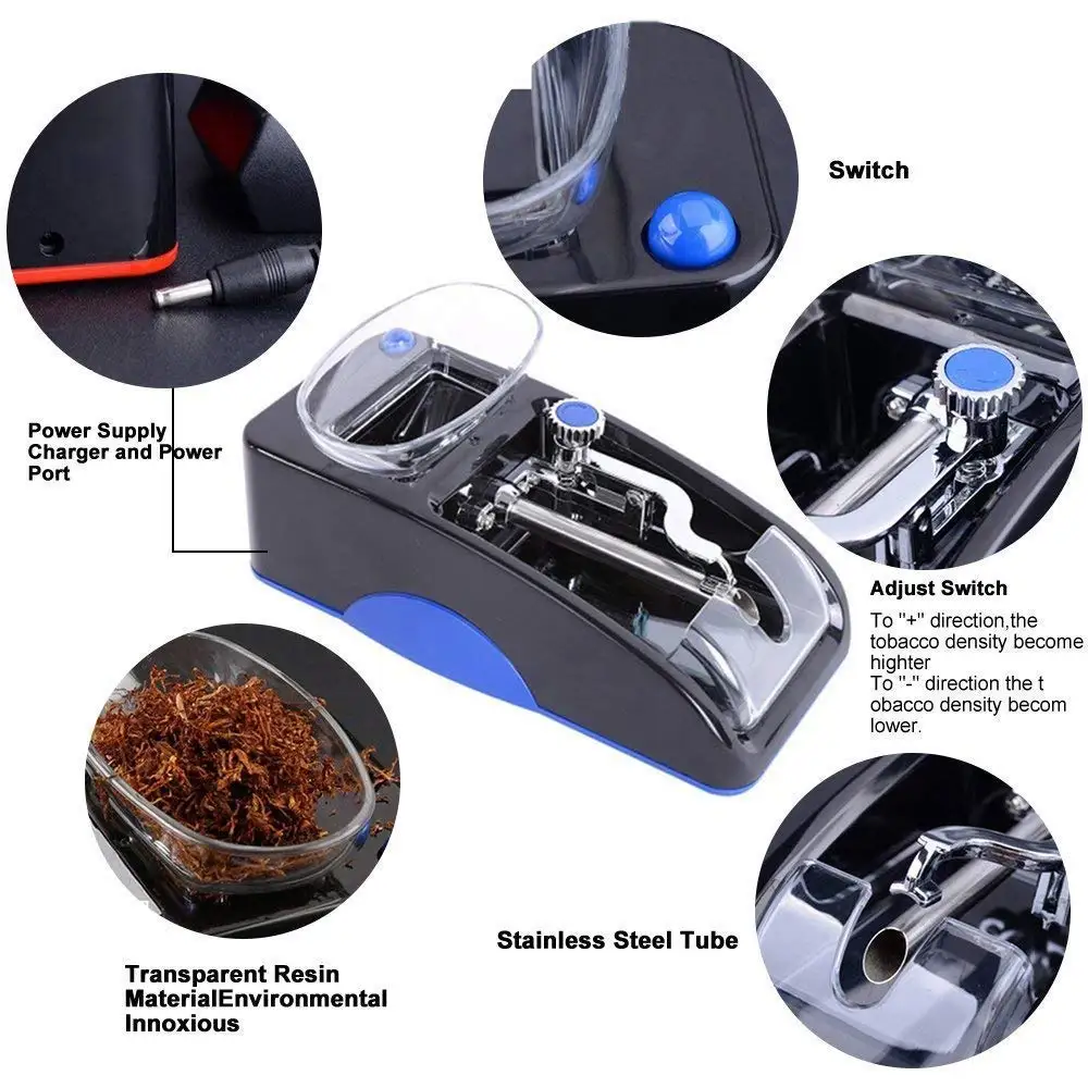 Maszyna do toczenia tytoniu Maszyna do toczenia tytoniu typu rurki 6.5 mm cienka automatyczna Wypełnia twórcy filmowego papierosy Dymiący Akcesoria kolor czerwony