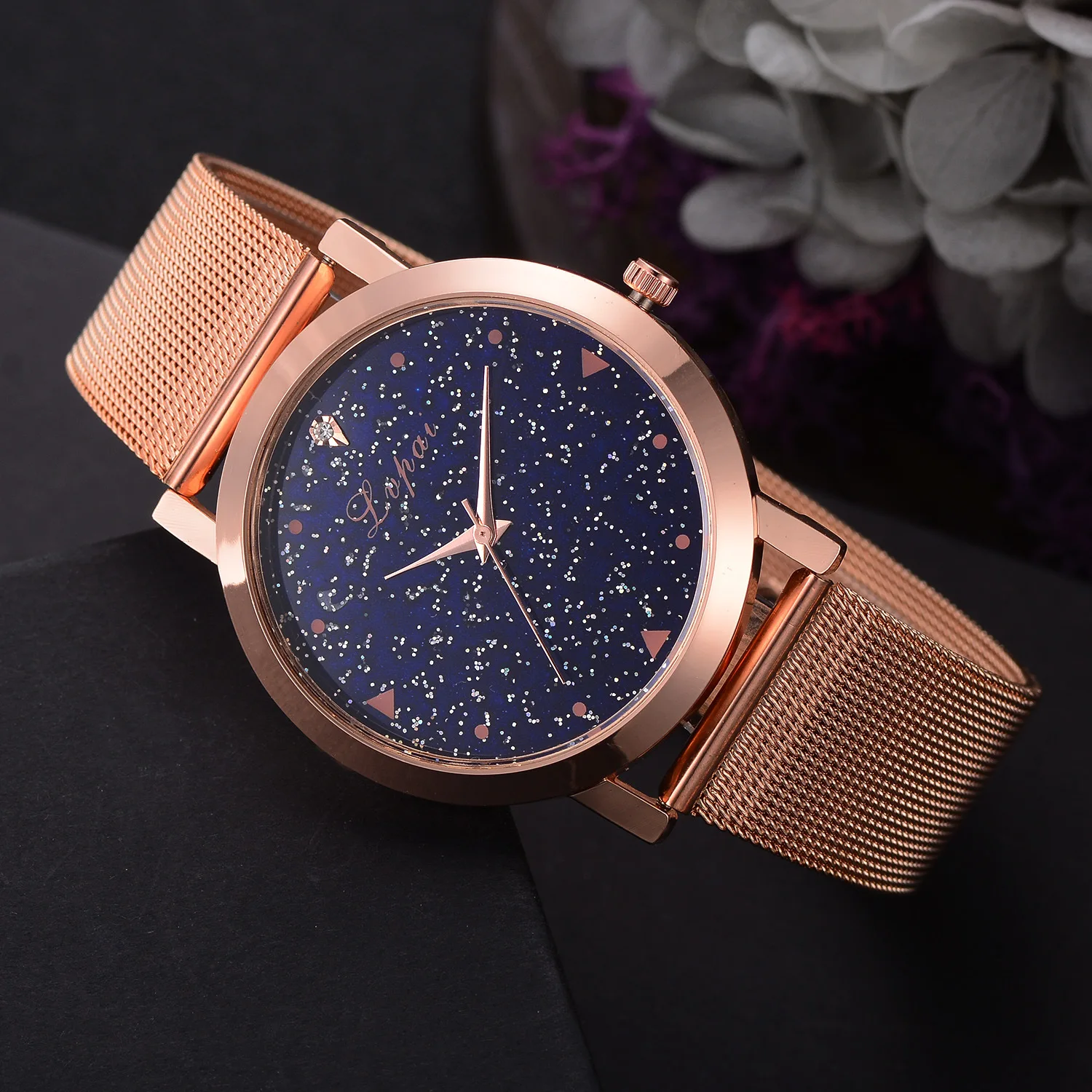 Reloj mujer 2020 Fashion Big Dial Starry Sky Women ' s Luxury Watches Rose Gold Mesh Band Analogowy zegarek kwarcowy zegarek Damski