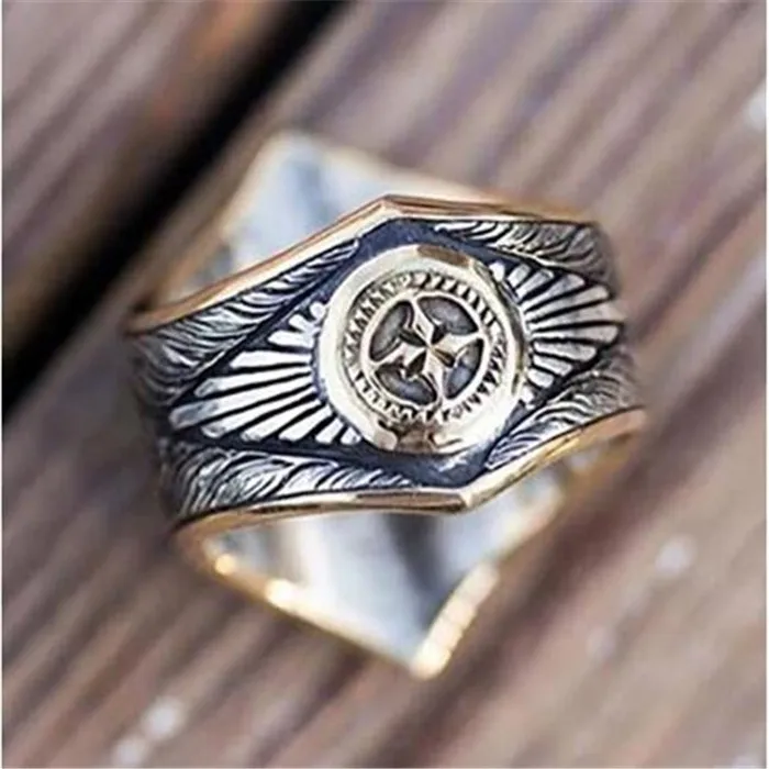 2021 Nowy Wzór Retro Krzyż Wzór Pierścień Męski Pierścień Moda Vintage, Metalowe Pierścienie Akcesoria Prezent Partii Viking Biżuteria