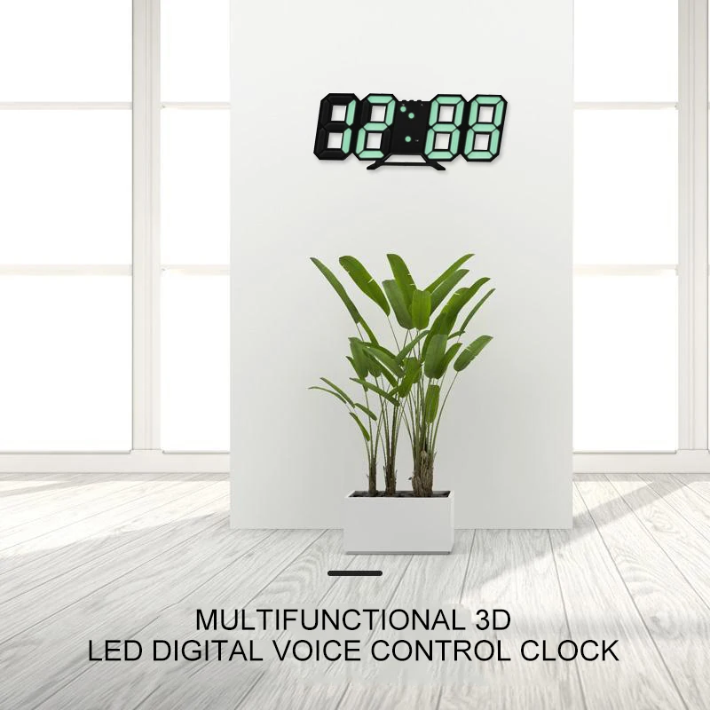 3D LED Cyfrowy Budzik Świecące Zegar Wiszący Ścienny Zegar, Kalendarz, Termometr do Sypialni, Stół Wystrój Domu