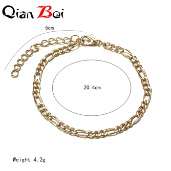 QianBei Sprzedaż Hurtowa 50 szt. Lot Prosty, Metalowy Łańcuch Nożne bransoletki Dla Kobiet Letni Styl Plażowe Biżuteria Nożne Bransoletki Damskie