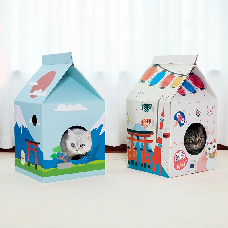 Falista Папер Mleczna Skrzynia Koci Dom Materac Oddychający Kitty Cat Scratch Pad, Ale Dom Dla Zwierząt Domowych Kot Spania Dom Produkty