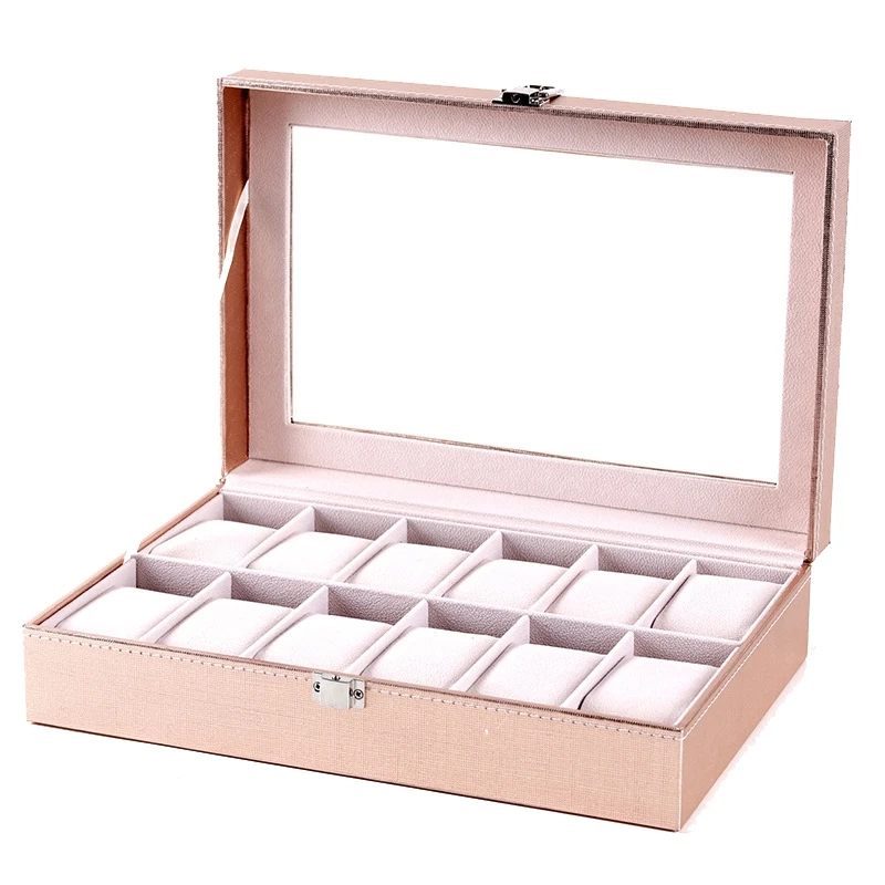 Specjalny Pokrowiec dla kobiet Kobieta Girl Friend Zegarek Box Storage Collect Pink Pu Leather