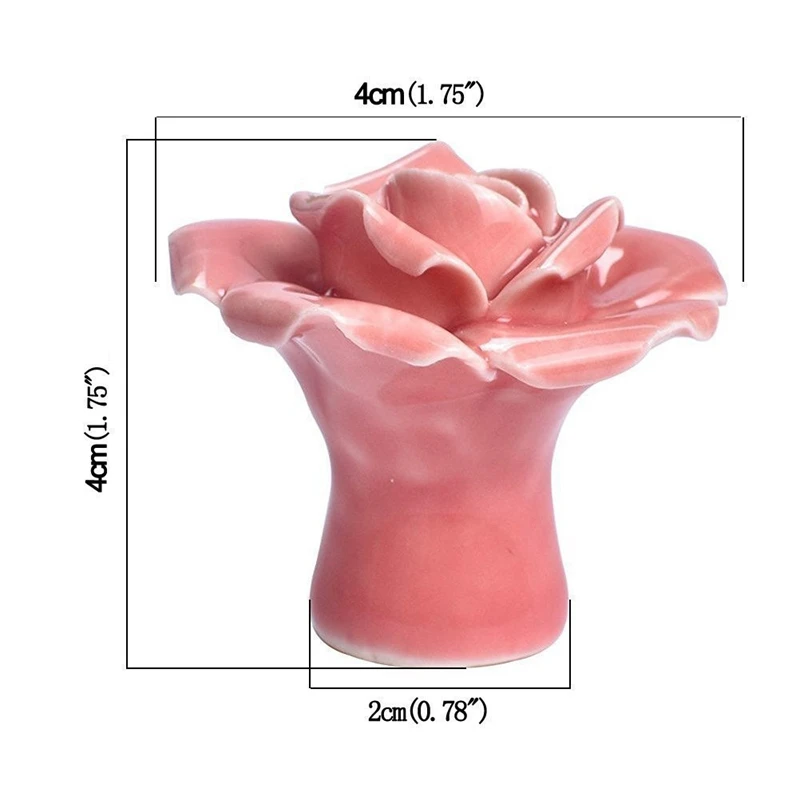 10 Szt. Ceramiczne Rocznika Kwiatowy Róż Klamki Klamki Pocztowej Kuchnia + Śruby (Różowy)