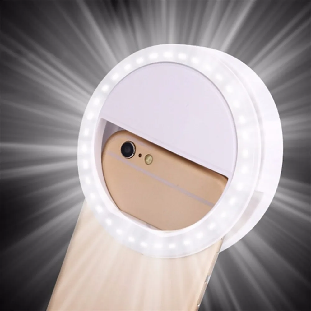 Makeup Tool Kit Mobile Phone Clip Selfie LED Auto Flash For Cell Phone Smartphone Round Portable Selfie Flashlight