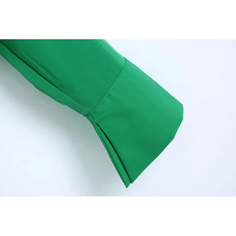 SLMD Stylowy Elegancki Zielony Węzeł Kuse Bluzki Kobiety 2021 Moda Sexy V-Neck Koszulki Z Długim Rękawem Kobiety Dorywczo Szczyty