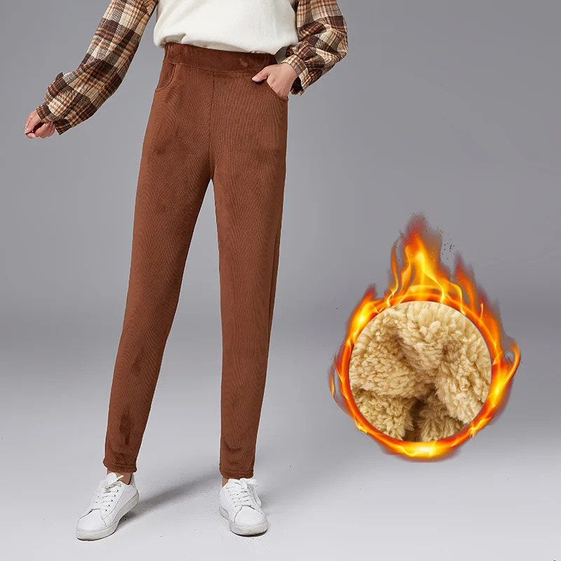 Zima plus aksamitne spodnie jesień spodnie dresowe damskie zagęścić sztruksy rzodkiewki temat koreańskich casual spodnie pantalon femme