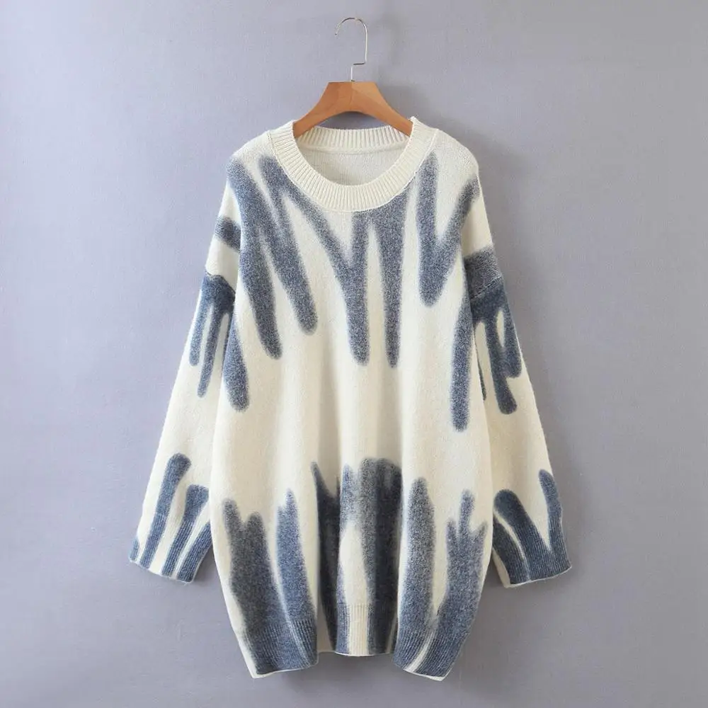 Modne paski swetry Damskie Oversize Y2K Zimowe dziane ciepłe swetry damskie długie swetry Meble Ubrania Luźne kurtki 2020