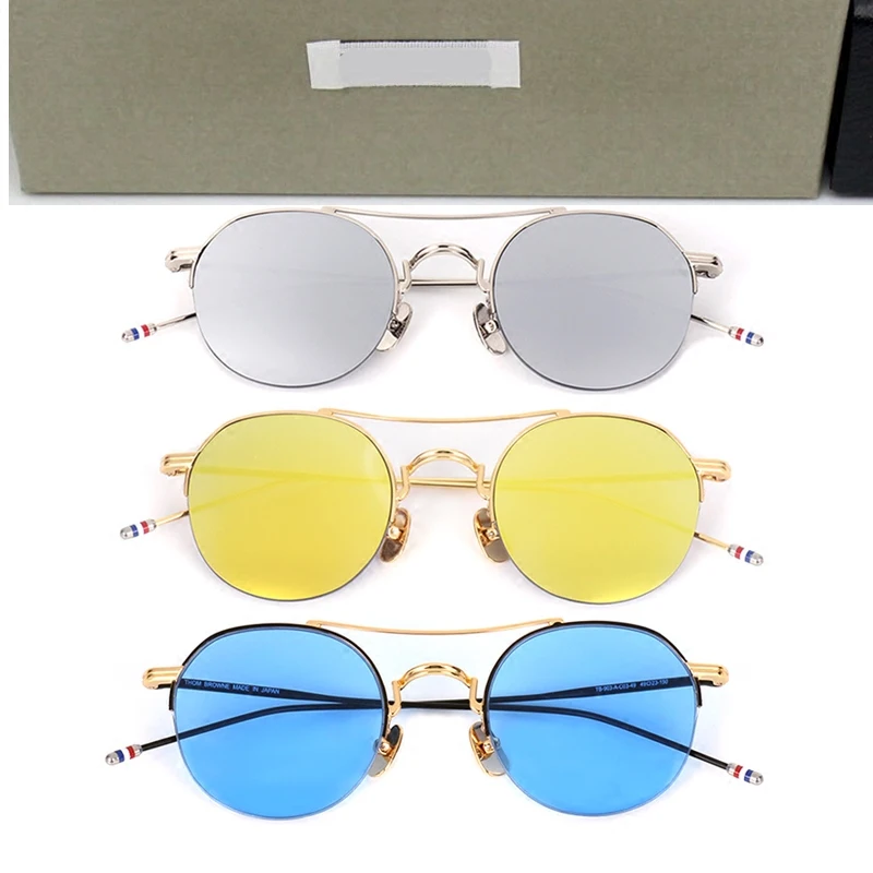 Thom Brand Polarized okulary Mężczyźni TB903 Vintage Round Fashion Pilot Alloy Glasses Kobiety nadmiernego oświetlenia Punkty Oculos De Grau