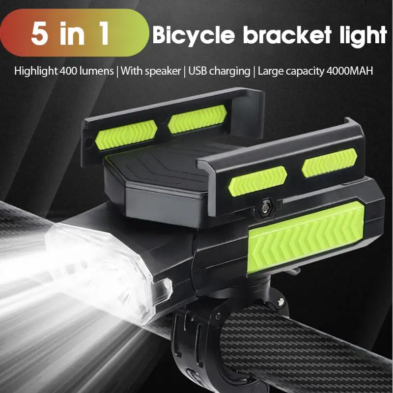 5 w 1 Lampa Rowerowa LED Rower Światła Przednie USB Akumulator Banki Zasilania jazda na Rowerze Telefon Stoisko Róg MTB Drogowy Latarka Czołówka