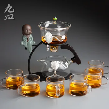 Sprzedaż bezpośrednia twórczy szkło automatyczny serwis do herbaty Zen leniwy lub herbaty magnetyczny półautomatyczny Kung-fu serwis do herbaty