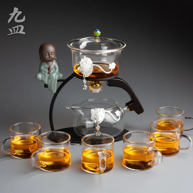Sprzedaż bezpośrednia twórczy szkło automatyczny serwis do herbaty Zen leniwy lub herbaty magnetyczny półautomatyczny Kung-fu serwis do herbaty