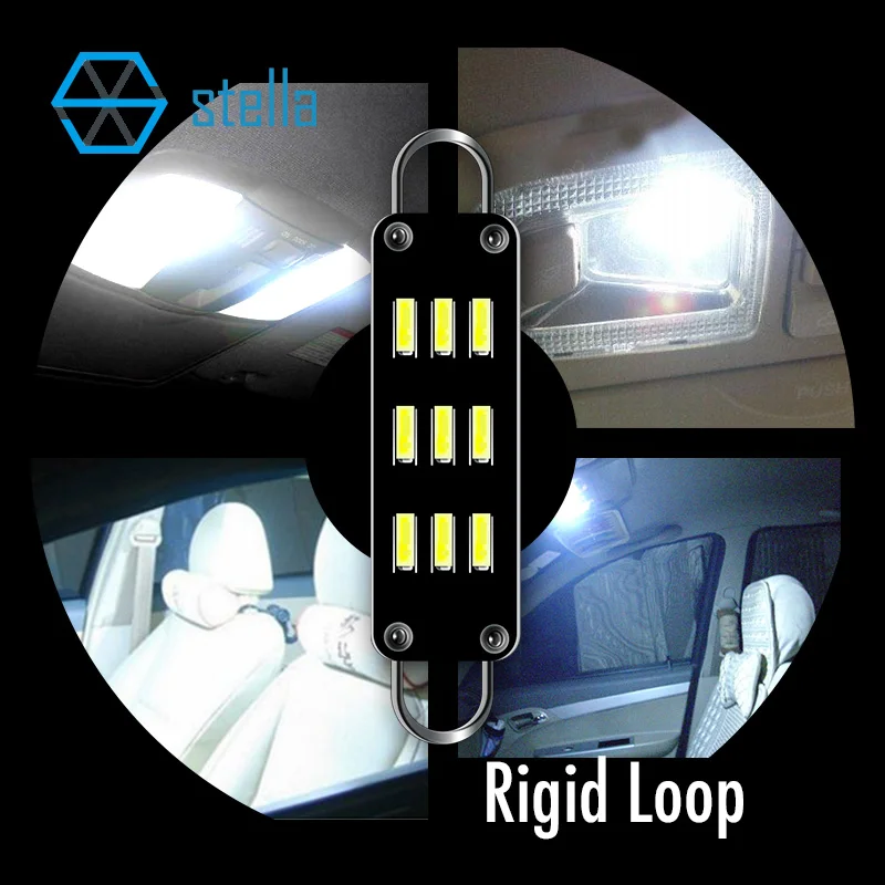 STELLA 2pcs LED Rigid Loop 44mm C5W Festoon Samochodowe Wnętrz Lampy 561 562 567 564 Doom Light Car Door Lights Trunk Lamp 6000k 12V