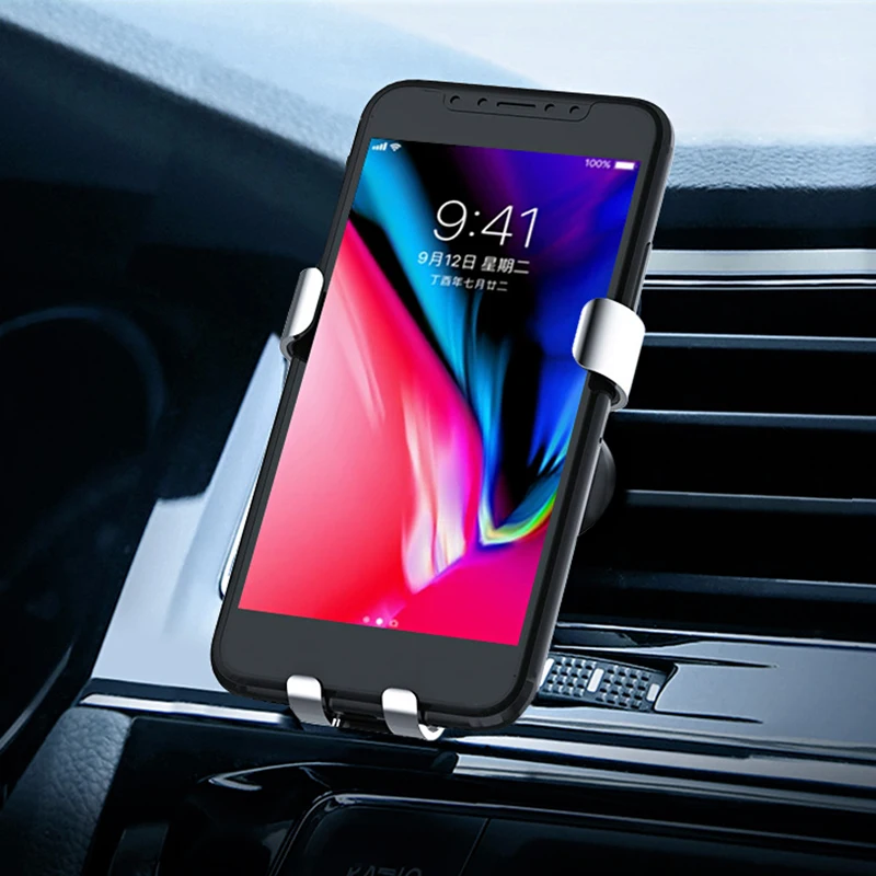 Grawitacyjne Samochodowa Mocowanie Do Uchwytu Telefonu komórkowego Samochodowy Wentylacyjny Zacisk Stojak na telefon komórkowy GPS, Wsparcie dla iPhone 11 XS X XR 7 Samsung Huawei