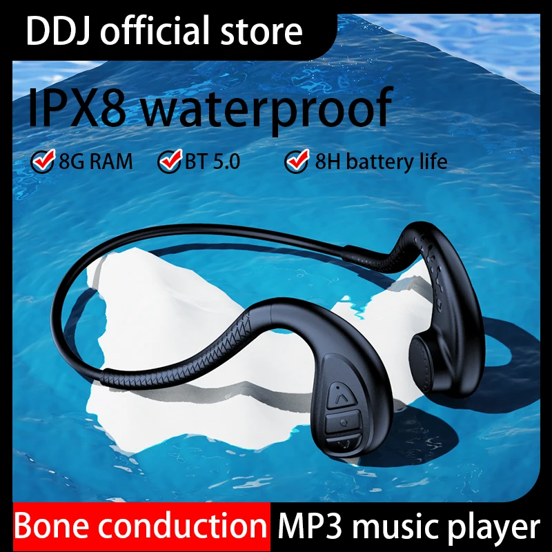 【with 8G RAM】 Kostna Przewodność Kapielowa zestaw Słuchawkowy Słuchawki Bezprzewodowe Bluetooth IPX8 wodoodporne Słuchawki Sport Audio Mp3 Music Play