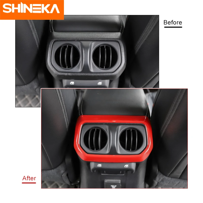 SHINEKA Interior Sticker For Jeep Gladiator JT 2018+ Car Rear Air Conditioning Vent Outlet Trim Cover For Jeep Wrangler JL 2018+