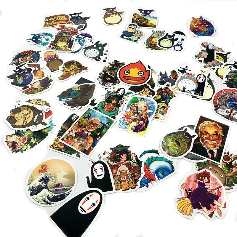 Popularne 50szt Japońska Animacja Hayao Miyazaki Naklejki Na Walizki Laptopa Skuter Gitara Rower Kubek Wody Kreskówka Naklejki