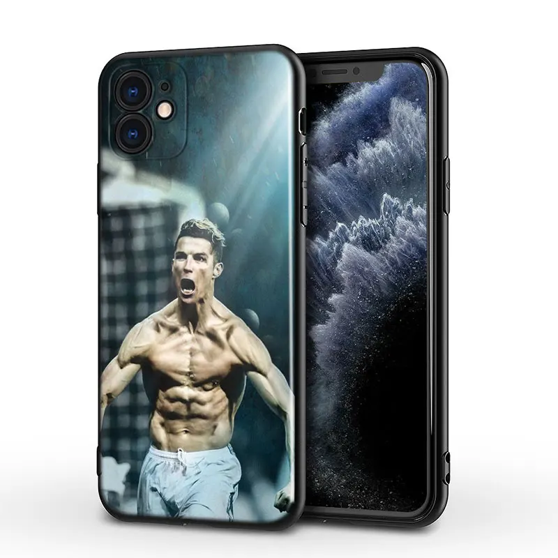 Piłkarska Gwiazda Cristiano Ronaldo Silikonowy Czarny Pokrowiec do Apple iPhone 12 Mini 11 Pro XS MAX XR X 8 7 6S 6 Plus, 5S Etui do telefonu SE