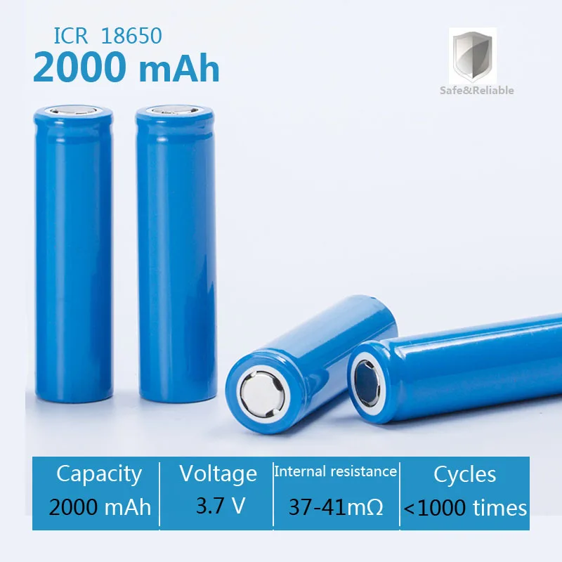 2020 Nowe 18650 akumulator LITOWO-Jonowe 18650 3.7 V 2000 mAh Akumulator Litowy Li-ion Battery 3.7 V, 2000mAh