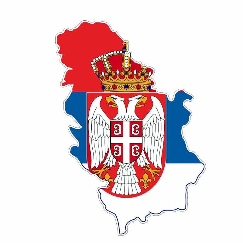 11 CM*15,8 CM Fajna Mapa Serbii Flaga Hełm Naklejki Okno Samochodu Naklejka PVC Pokrywa Rysy Wodoodporny