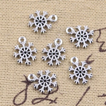 30szt Zawieszenia Śnieg Śnieżynka 13x11 mm Antyczny Kolor Srebrny Zawieszenia Robi DIY Handmade Tybetański Znaleziska Biżuteria