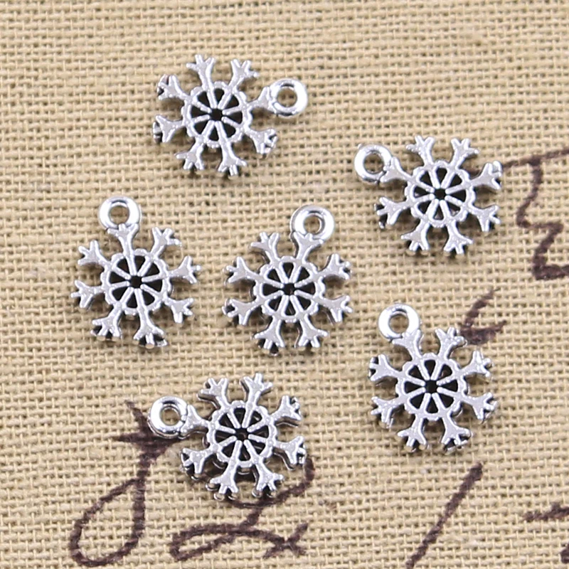 30szt Zawieszenia Śnieg Śnieżynka 13x11 mm Antyczny Kolor Srebrny Zawieszenia Robi DIY Handmade Tybetański Znaleziska Biżuteria