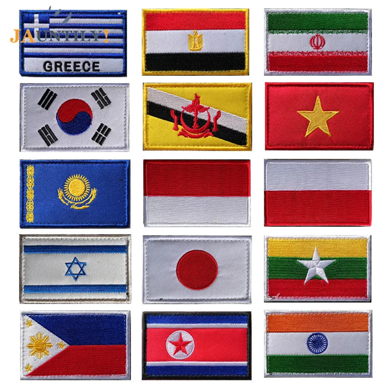 Azjatyckie Kraje Stripe Ikon korea Południowa Japonia Korea Indie Indonezja Wietnam Filipiny Haftowane opaska do tyłu torby